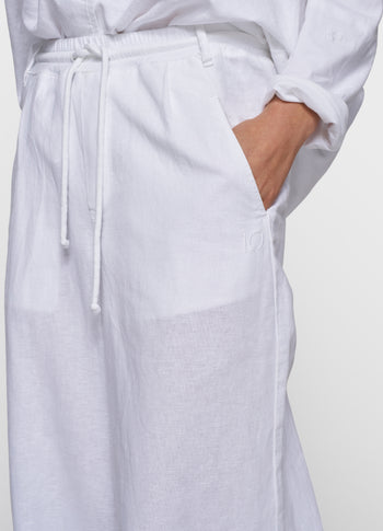 cotton linen pants | white