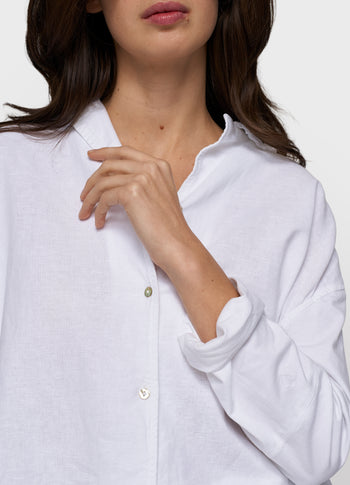 cotton linen blouse | white