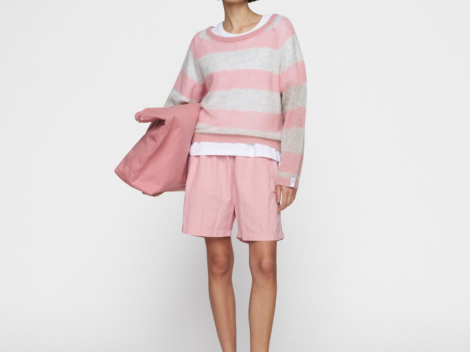 thin knit sweater | dark raspberry/white grey melee