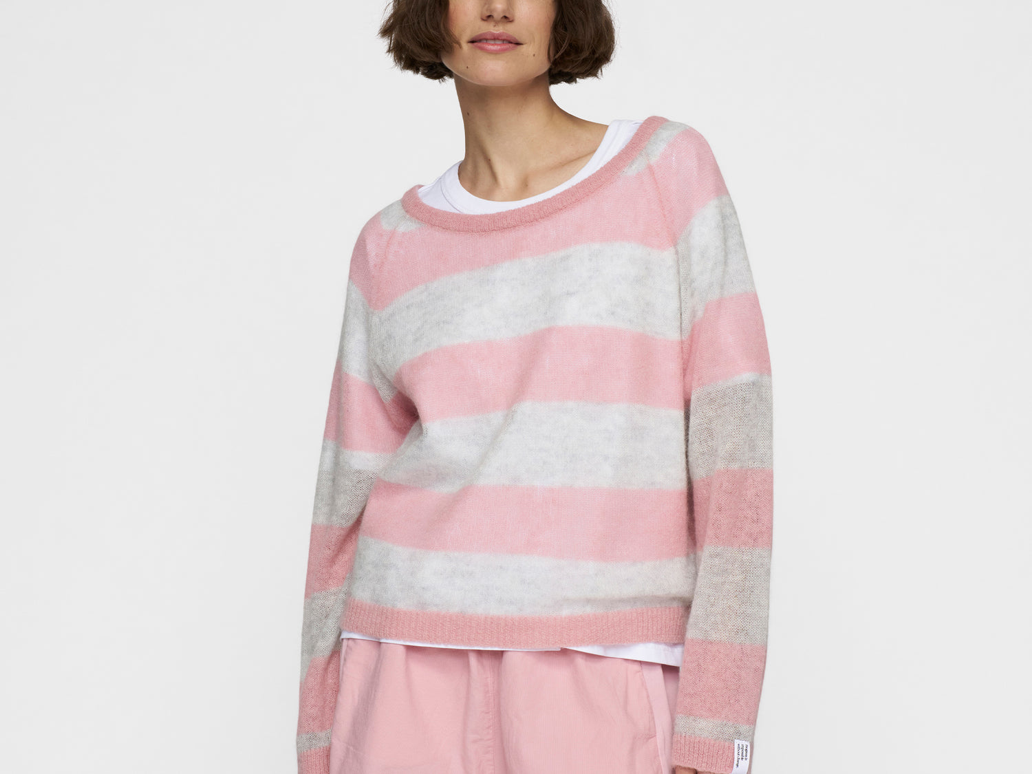 thin knit sweater | dark raspberry/white grey melee