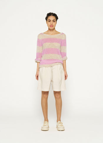 sweater thin knit stripes | light safari/violet