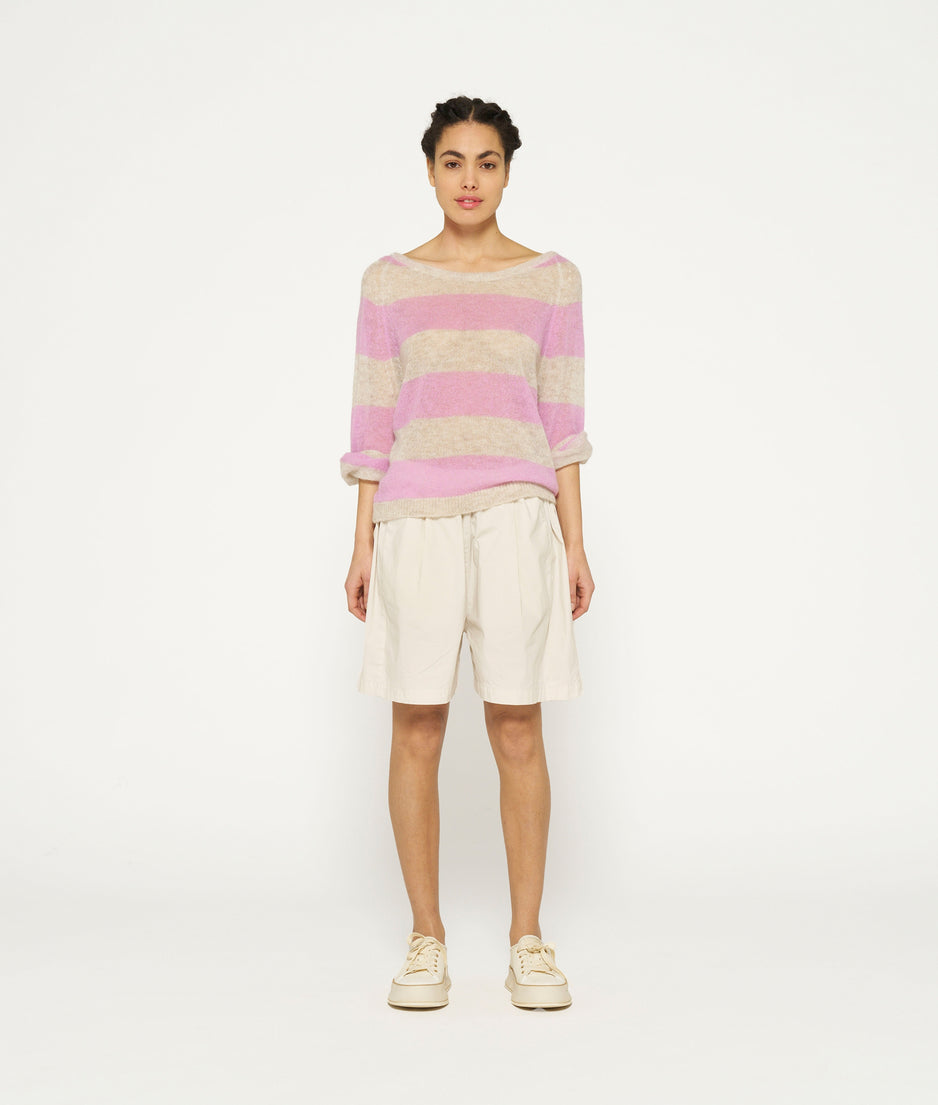 sweater thin knit stripes | light safari/violet