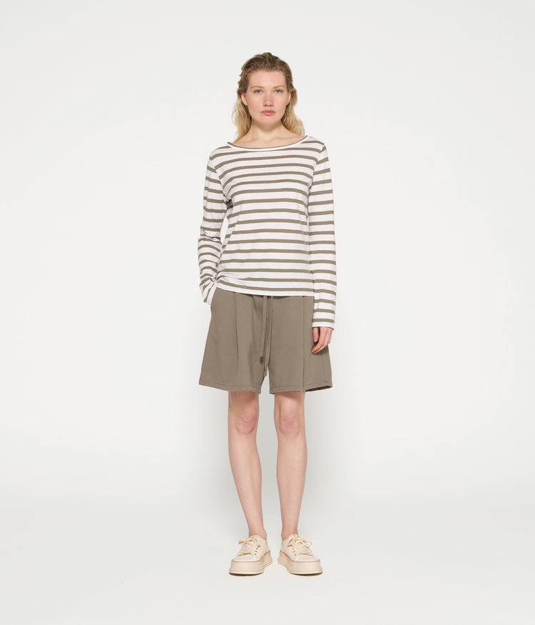 long sleeve tee stripes | ecru/sage