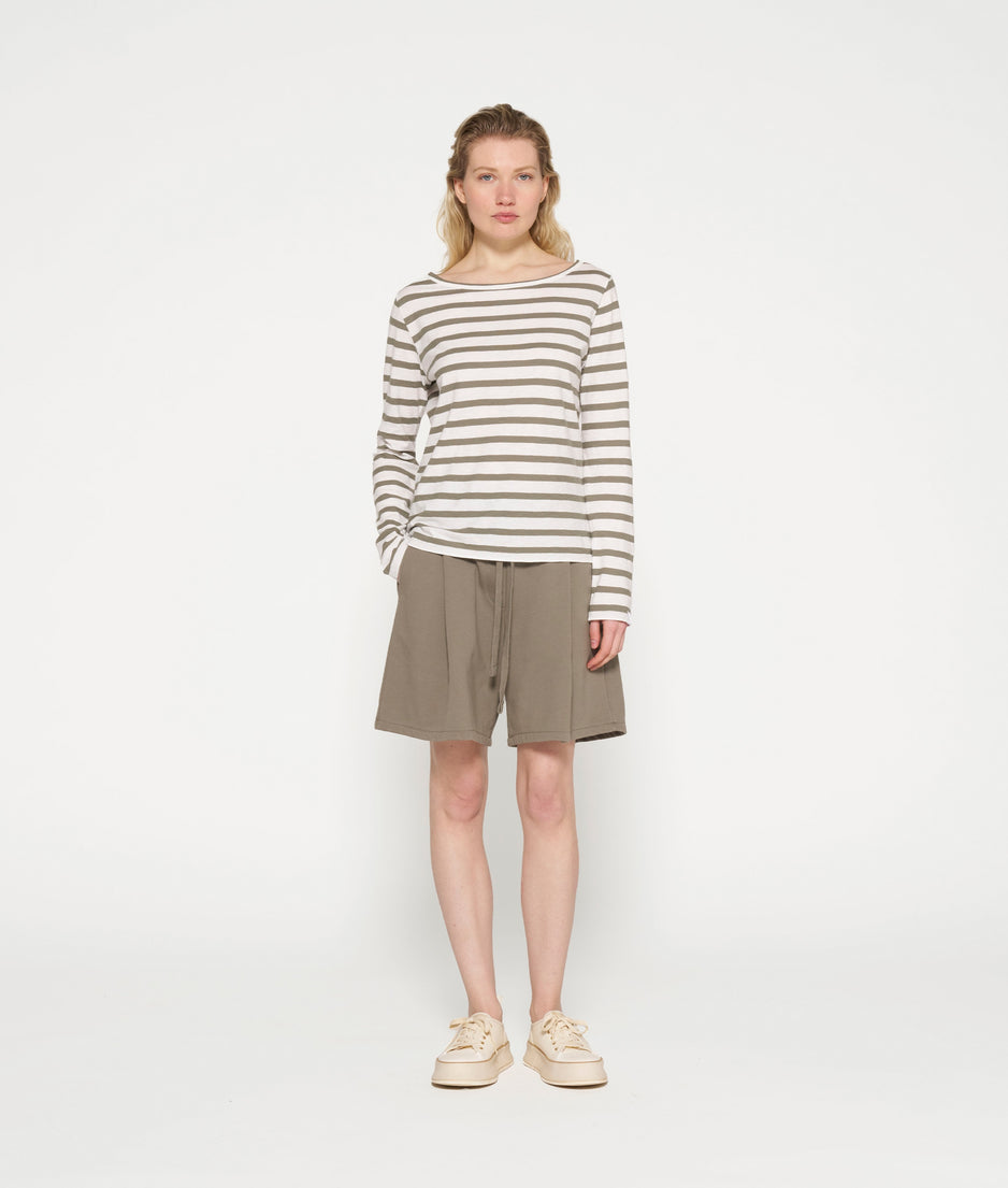 long sleeve tee stripes | ecru/sage