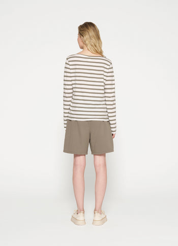 long sleeve tee stripes | ecru/sage