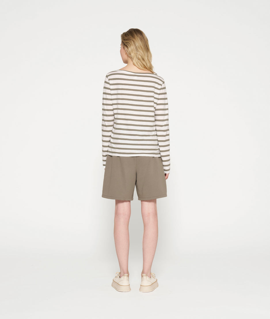 long sleeve tee stripes | ecru/sage