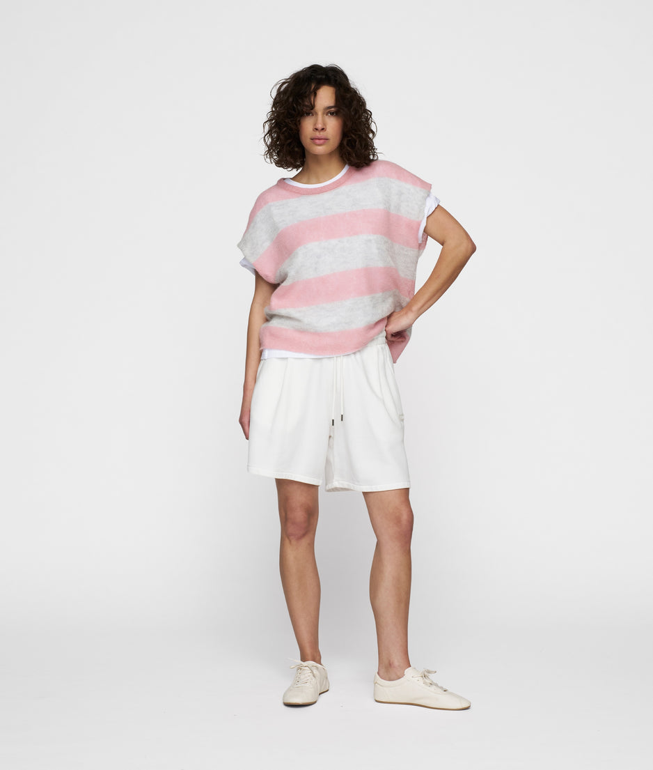 thin knit tee | dark raspberry/white grey melee