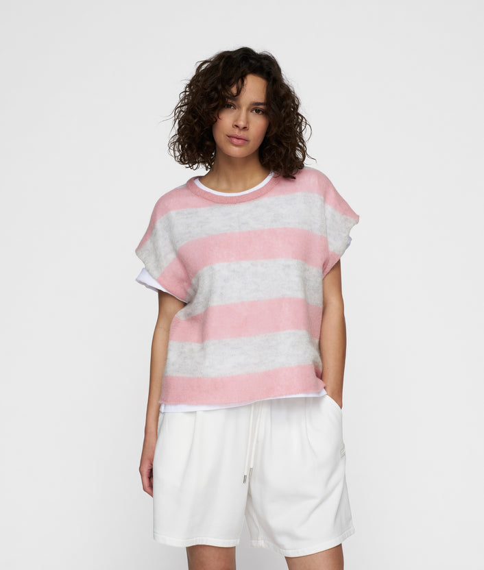 10days thin knit tee dark raspberry/white grey melee