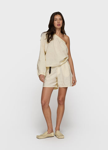 one shoulder top linen | soft vanilla