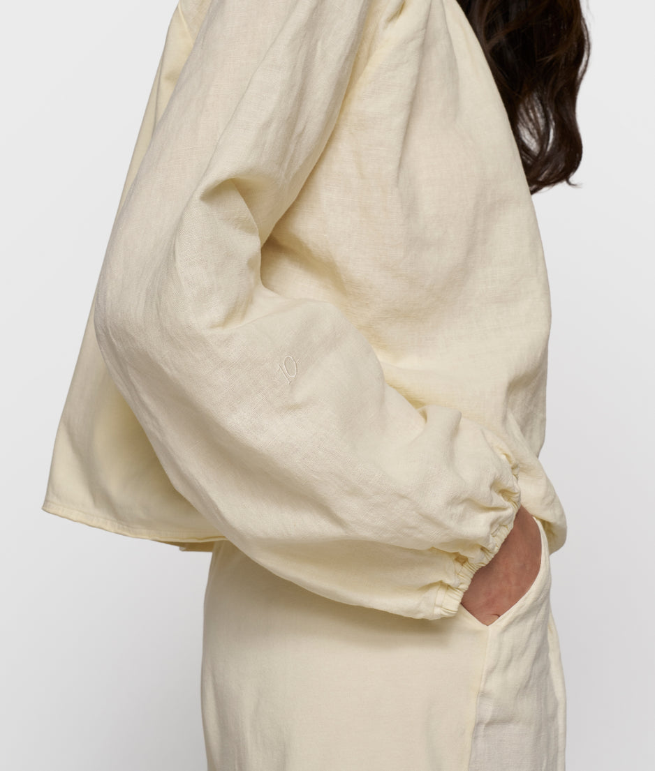 one shoulder top linen | soft vanilla