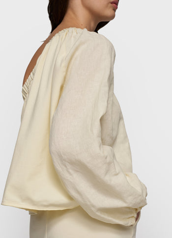 one shoulder top linen | soft vanilla