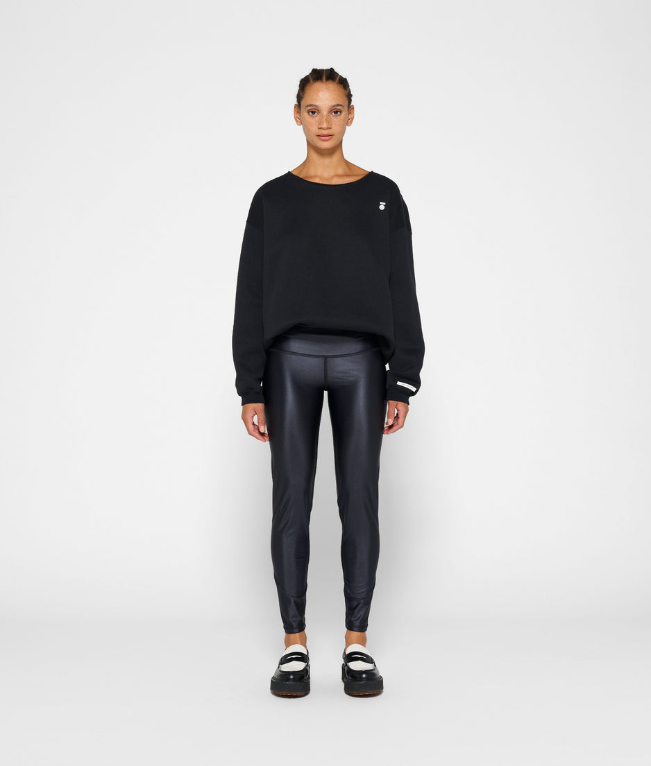 metallic yoga leggings | black