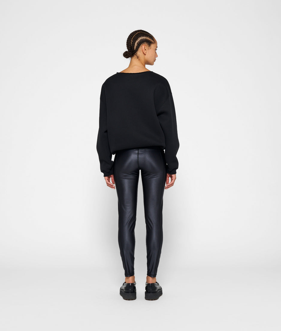 metallic yoga leggings | black
