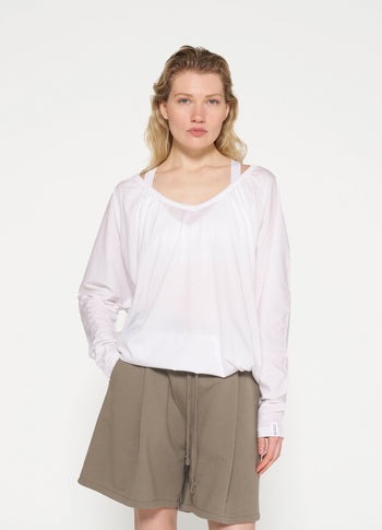 tie long sleeve tee | white