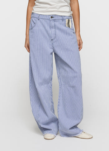 western pants stripes | white/blue