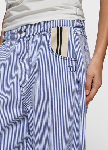 western pants stripes | white/blue
