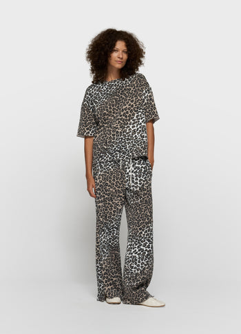 soft scuba pants leopard | ecru