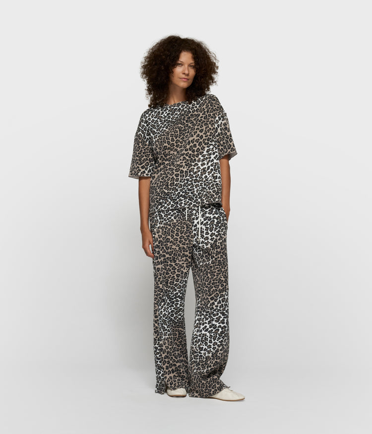 soft scuba pants leopard | ecru