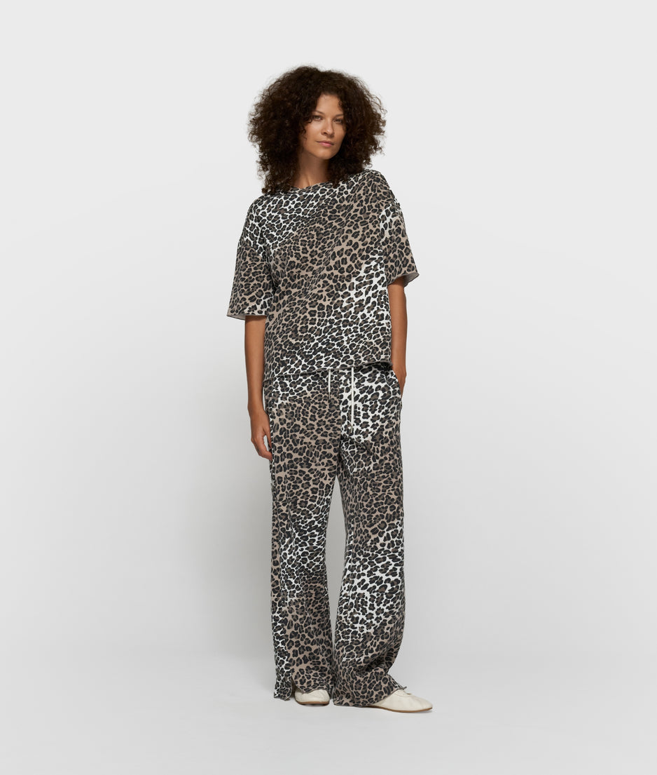 soft scuba pants leopard | ecru