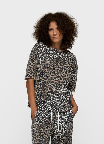 soft scuba tee leopard | ecru