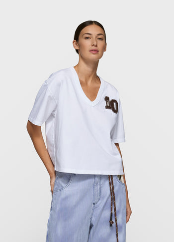 thick cotton v-neck tee | white