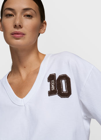 thick cotton v-neck tee | white