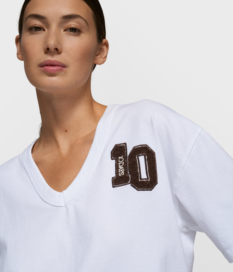 thick cotton v-neck tee | white