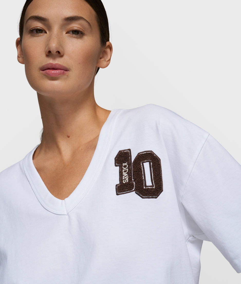 thick cotton v-neck tee | white