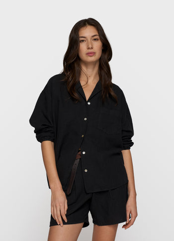 linen shirt | black