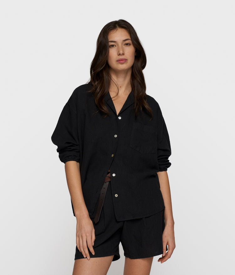 linen shirt | black