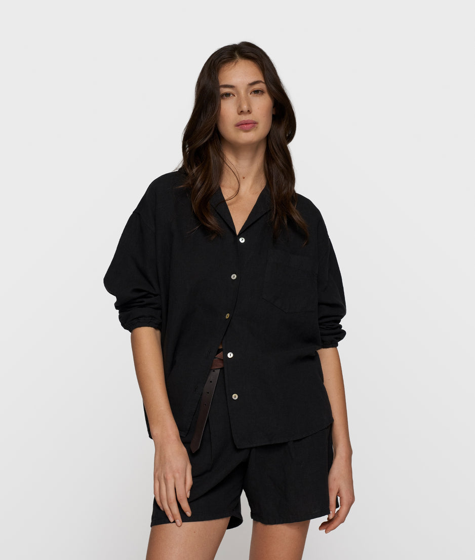 linen shirt | black
