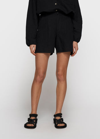 wide shorts linen | black