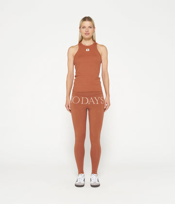 logo yoga leggings | saddle brown