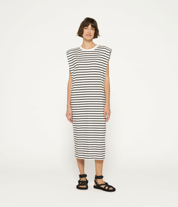 padded tee dress stripes | ecru/black