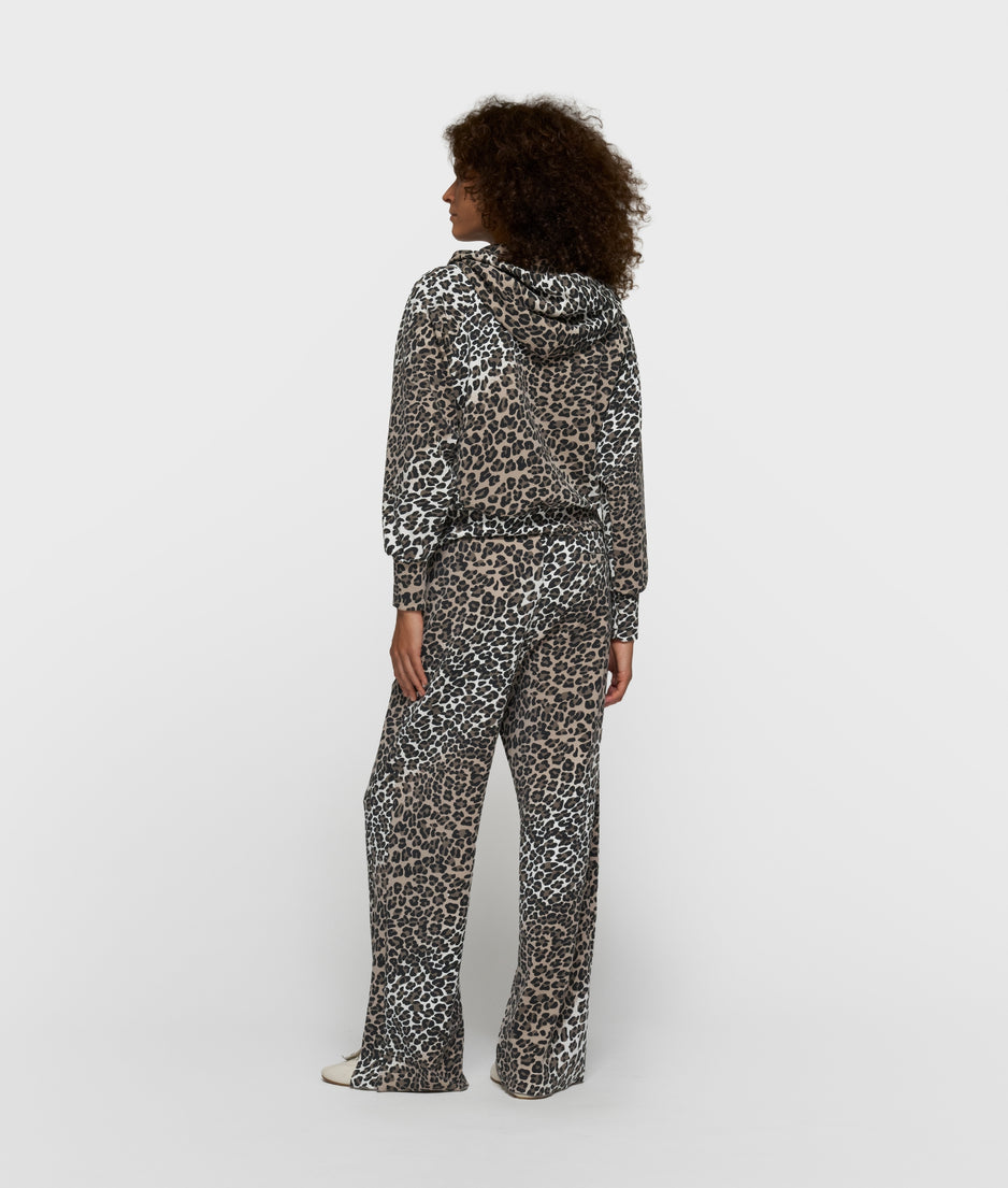 soft scuba hoodie leopard | ecru