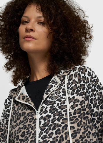 soft scuba hoodie leopard | ecru