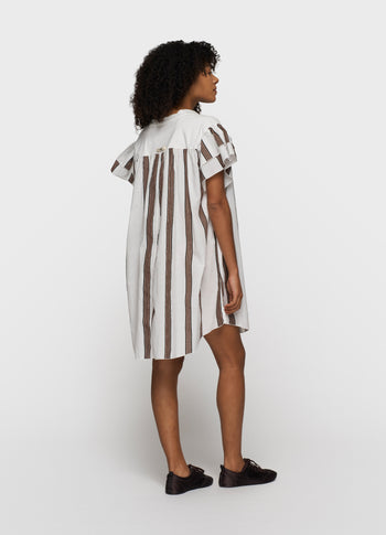 ruffle dress stripes | ecru