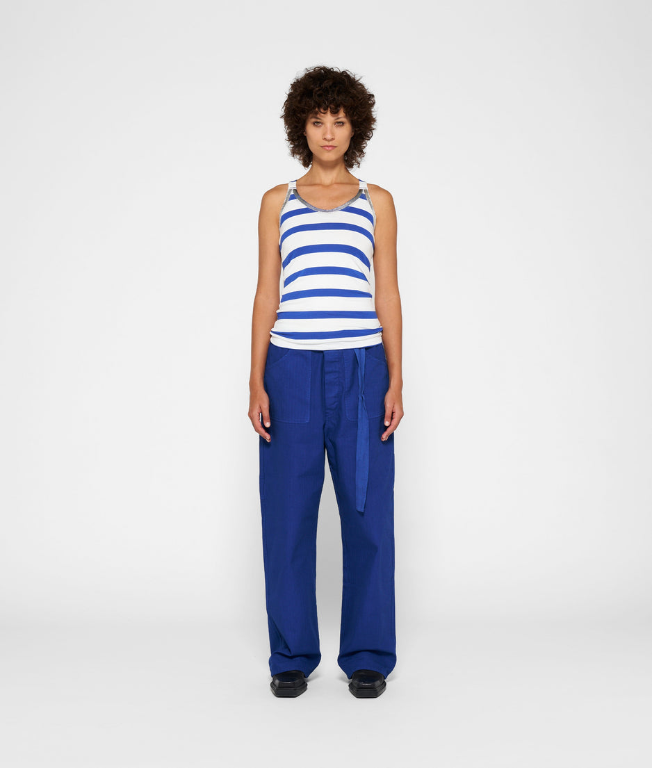 wrapper stripes foil | ecru/electric blue