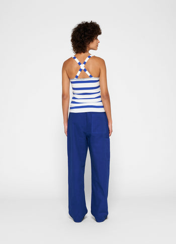 wrapper stripes foil | ecru/electric blue