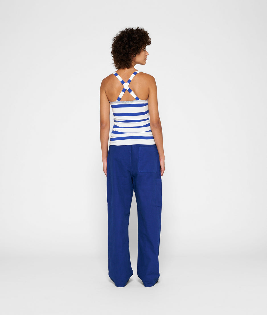 wrapper stripes foil | ecru/electric blue
