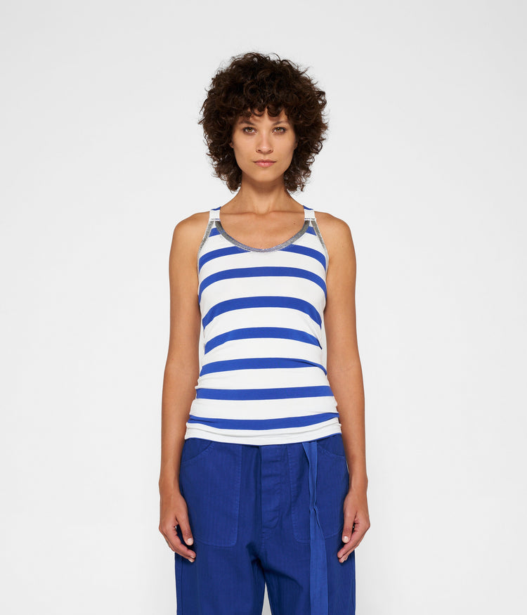 wrapper stripes foil | ecru/electric blue