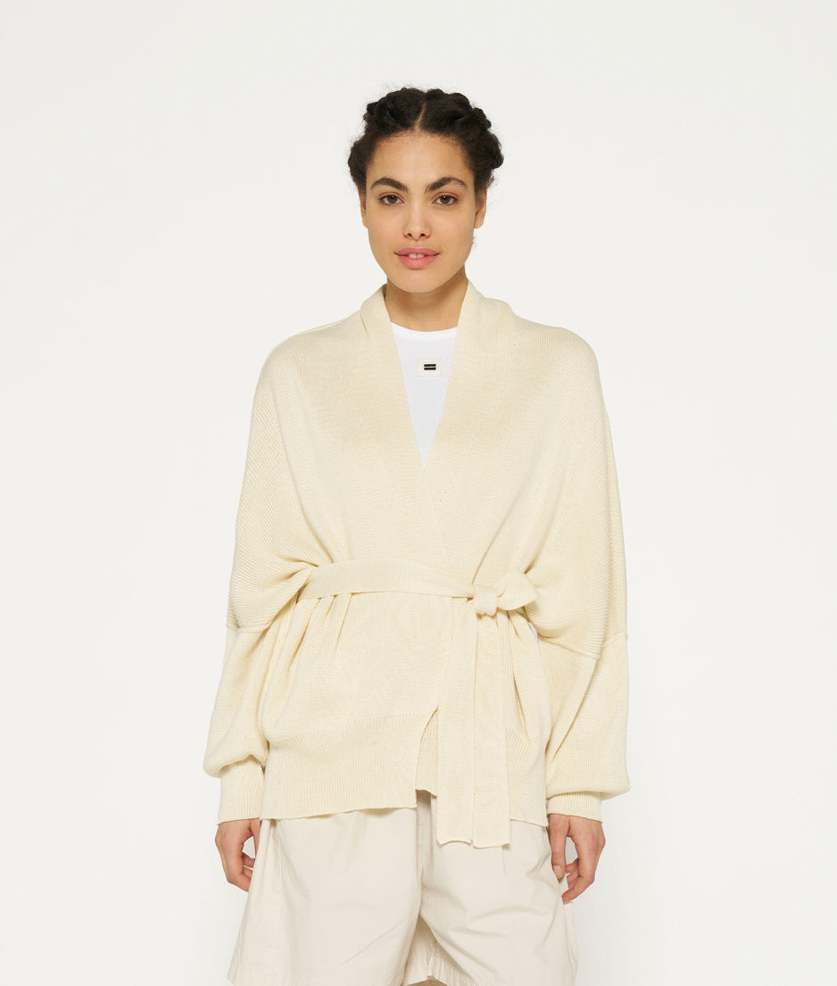 cotton knit cardigan | light safari