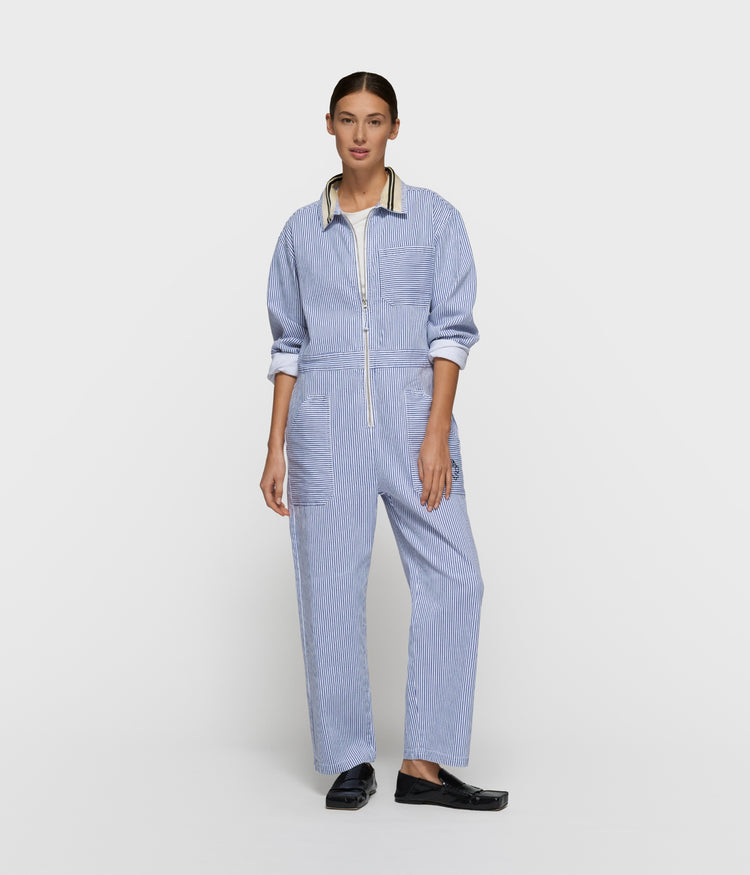 boiler jumpsuit stripes | white/blue
