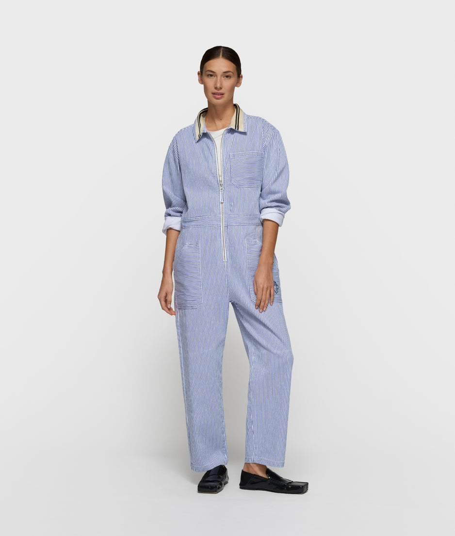 boiler jumpsuit stripes | white/blue