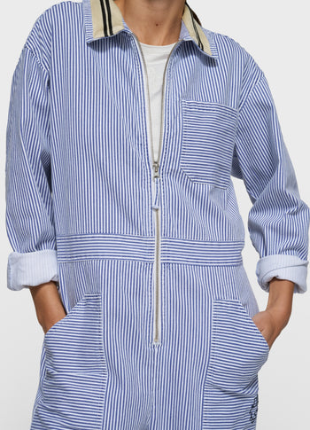 boiler jumpsuit stripes | white/blue