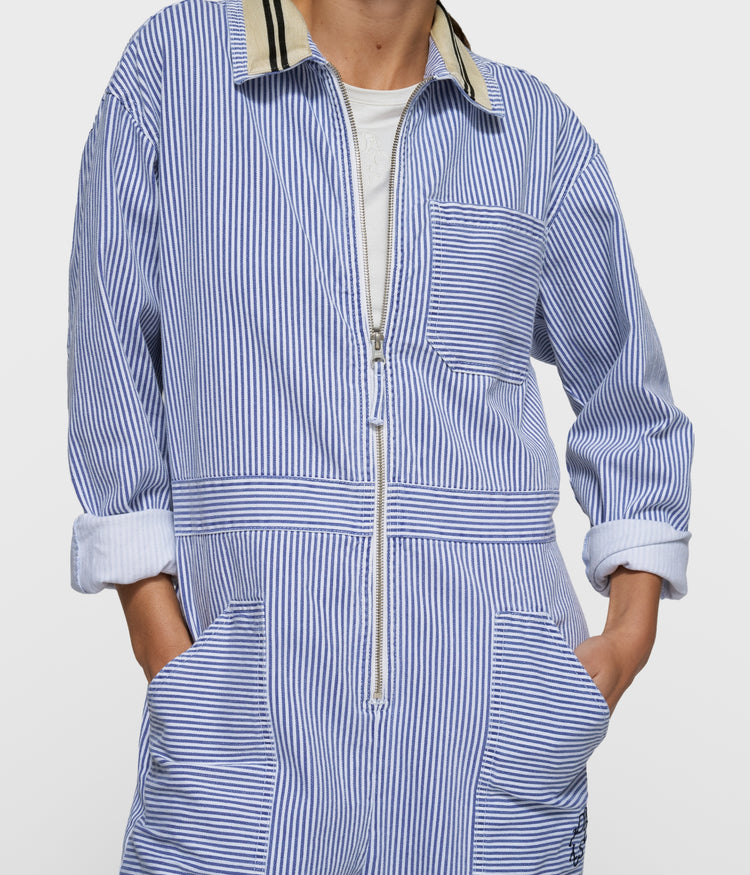 boiler jumpsuit stripes | white/blue