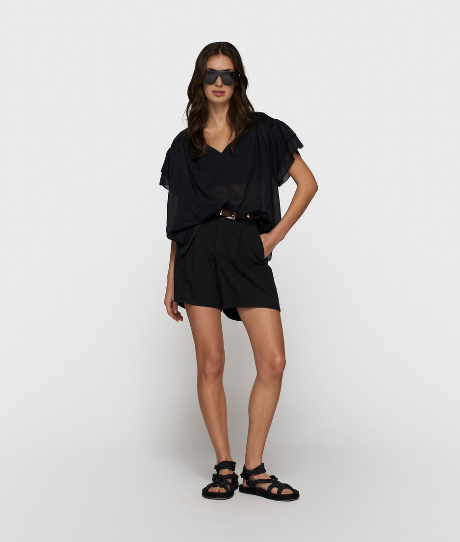 a-line ruffle top | black
