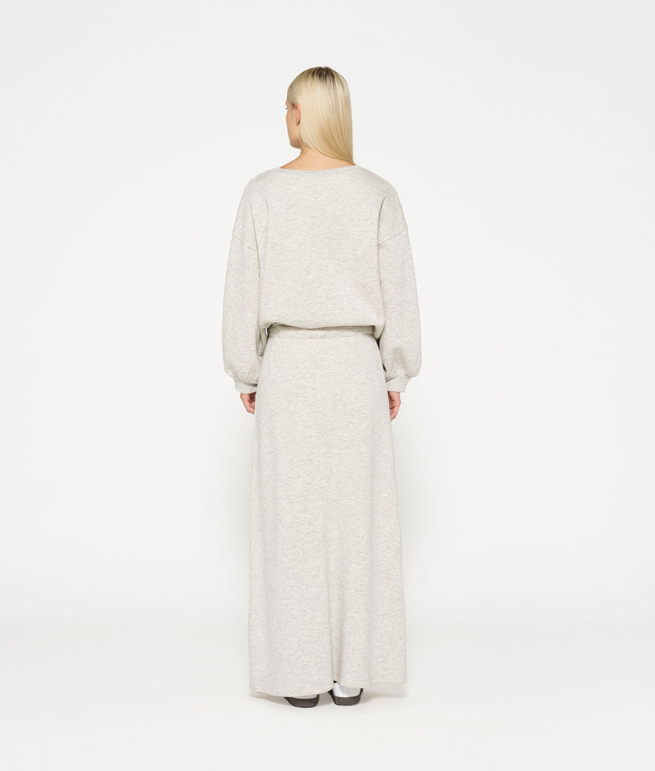 knitted maxi skirt | white grey melee
