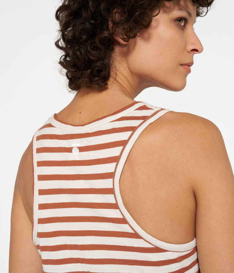 tank top stripes | ecru/saddle brown