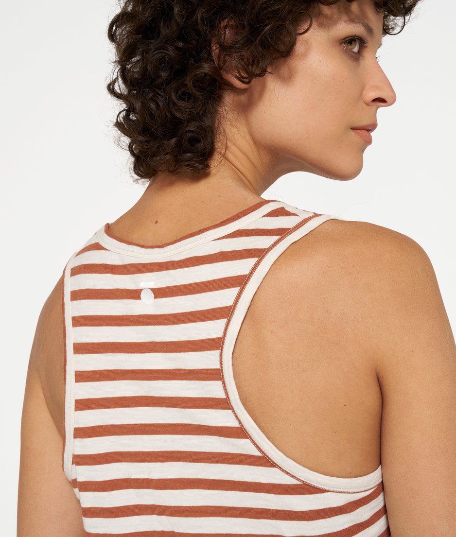 tank top stripes | ecru/saddle brown